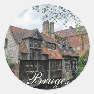 Adesivo Redondo Cidade antiga de Bruges na Bélgica