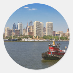 Adesivo Redondo Cidade - Camden, NJ - A cidade da Filadélfia