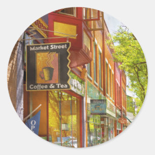 Adesivo Redondo Cidade - Corning NY - Market Street Coffee & Tea