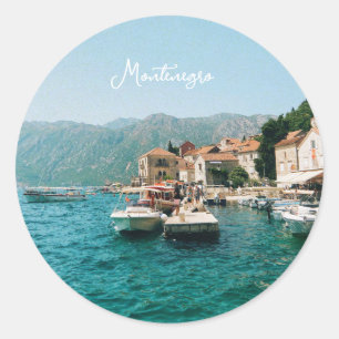 Adesivo Redondo Cidade costeira de Perast, Montenegro