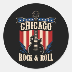 Adesivo Redondo Cidade de Chicago de Música Rock And Roll Gráfico