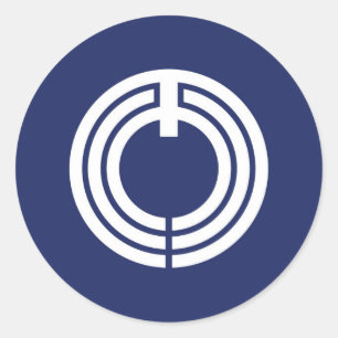 Adesivo Redondo Cidade de Hiratsuka bandeira Kanagawa prefeitura j