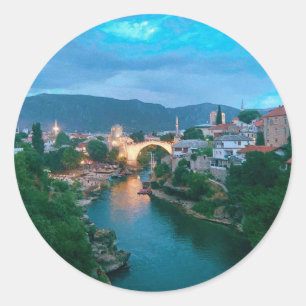 Adesivo Redondo Cidade de Mostar - Bósnia e Herzegovina