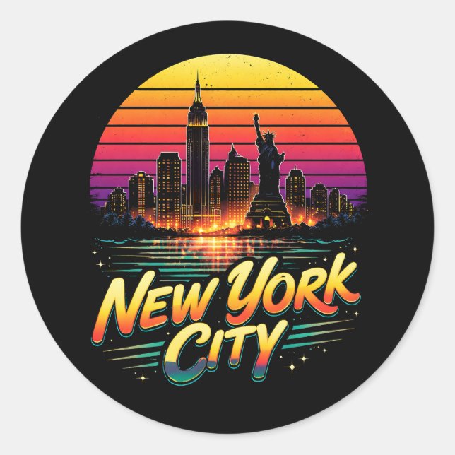 Adesivo Redondo Cidade de Nova York (Frente)