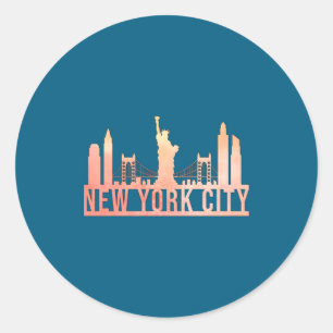 Adesivo Redondo Cidade de Nova York EUA Paisagem Urbana Funny Gift
