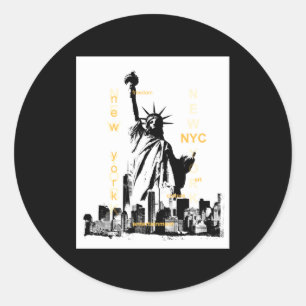 Adesivo Redondo Cidade de Nova York Ny Nyc Estátua da Liberdade