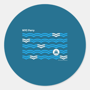 Adesivo Redondo Cidade de Nova York Nyc Ferry Ondas Swea _1