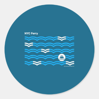 Adesivo Redondo Cidade de Nova York Nyc Ferry Ondas Swea _1