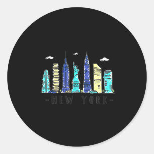 Adesivo Redondo Cidade de Nova York Nyc Horizonte Ny Souvenir de A