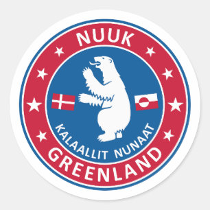 Adesivo Redondo Cidade de Nuuk, Groenlândia. Crachá de Nuuk