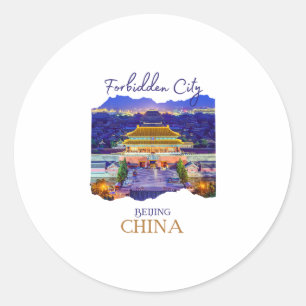 Adesivo Redondo Cidade de Pequim Proibida China Souvenir Homens Ra
