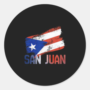 Adesivo Redondo Cidade de San Juan Porto Rico Bandeira Vintage Roo