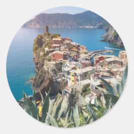 Adesivo Redondo Cidade de Vernazza no Cinque Terre
