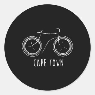 Adesivo Redondo Cidade do Cabo África do Sul Bicicleta Vintage Ret