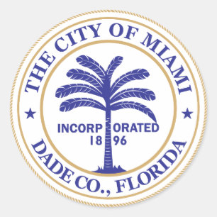 Adesivo Redondo Cidade do selo de Miami