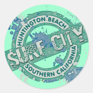 Adesivo Redondo Cidade do Surf de Huntington Beach Southern Califo
