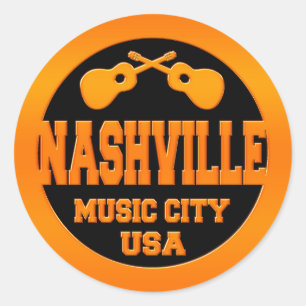 Adesivo Redondo Cidade EUA da música de Nashville
