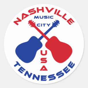 Adesivo Redondo Cidade EUA da música de Nashville, Tennessee