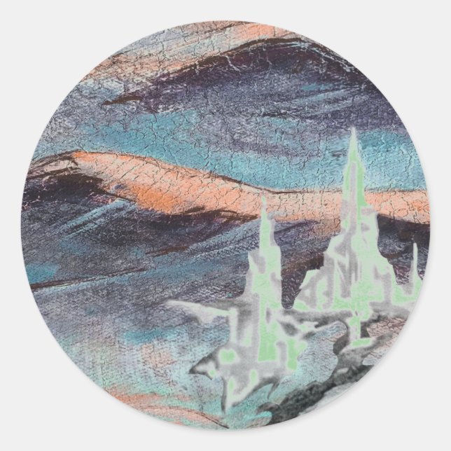 Adesivo Redondo Cidade futura da luz (Frente)