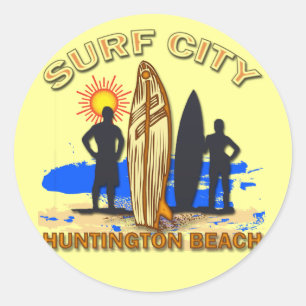 ADESIVO REDONDO CIDADE HUNTINGTON BEACH DO SURF