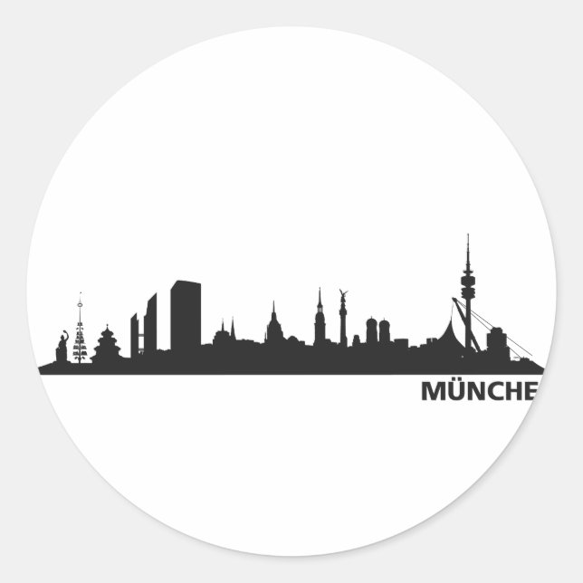 Adesivo Redondo Cidade München - Skyline 1c (Frente)