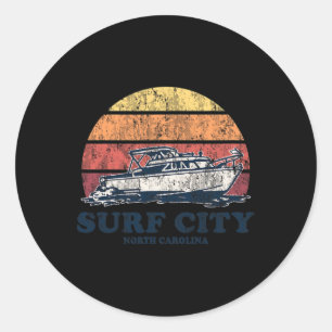 Adesivo Redondo Cidade Surf Nc Embarcações Antigas Design Retro De