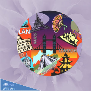 Adesivo Redondo Cidades capitais do mundo