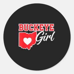 Adesivo Redondo Cidades dos EUA Buckeye Girl Ohio Casa Coração Est