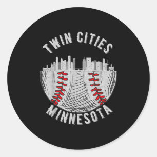Adesivo Redondo Cidades Gêmeas Legais Minnesota Mn Beisebol Skylin
