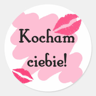 Adesivo Redondo Ciebie de Kocham - polonês eu te amo