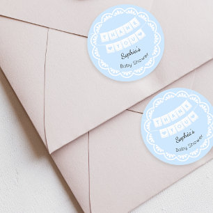 Adesivo Redondo Cielito Lindo Chá de fraldas Azul Obrigado Sticker