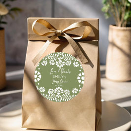 Adesivo Redondo Cielito lindo sábio verde chá de fraldas mexicano