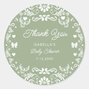 Adesivo Redondo Cielito Lindo Talavera Mexicano Baby Show Obrigado