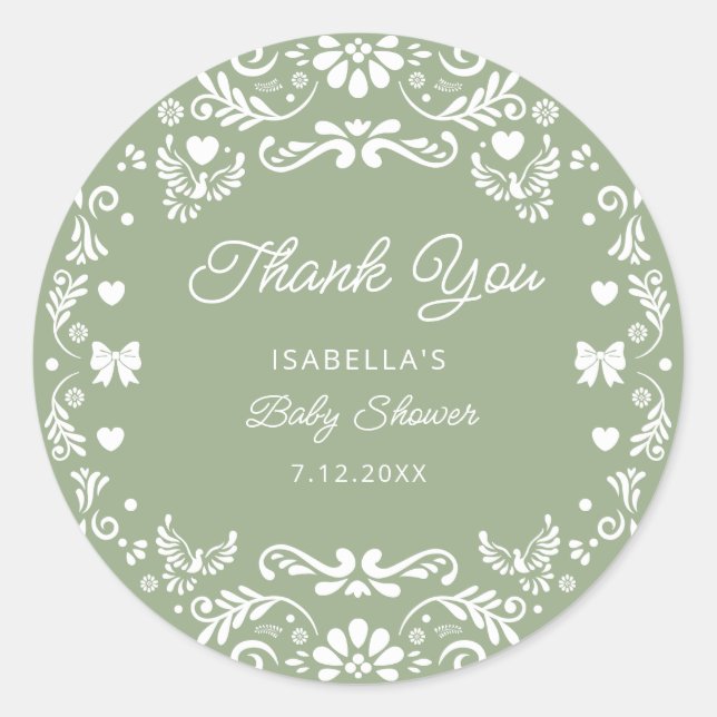 Adesivo Redondo Cielito Lindo Talavera Mexicano Baby Show Obrigado (Frente)