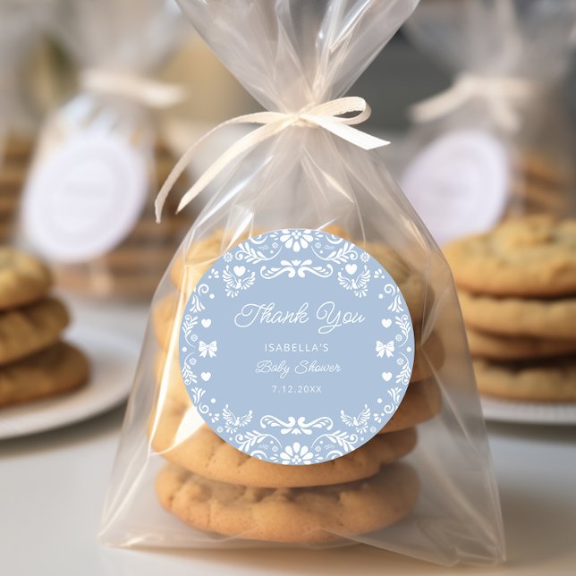 Adesivo Redondo Cielito Lindo Talavera Mexicano Baby Show Obrigado (Criador carregado)