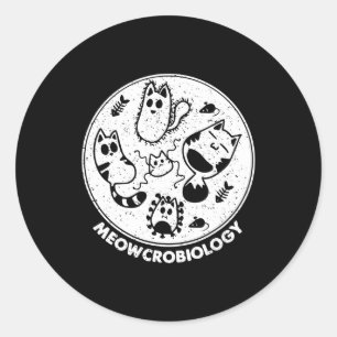 Adesivo Redondo Ciência Cat Meowcro biologia