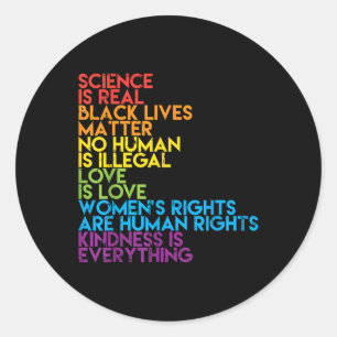 Adesivo Redondo Ciência é real Black Lives Rainbow Lgbt Pride Blm