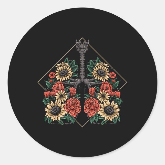 Adesivo Redondo Ciência Médica Pulmonólogo Pulmões Anatômicos Flo (Frente)