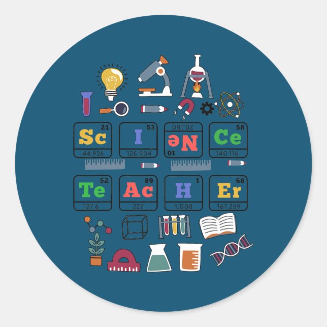 Adesivo Redondo Ciência Professor Elementos de Química Periódica d (Frente)