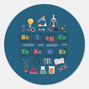 Adesivo Redondo Ciência Professor Elementos de Química Periódica d