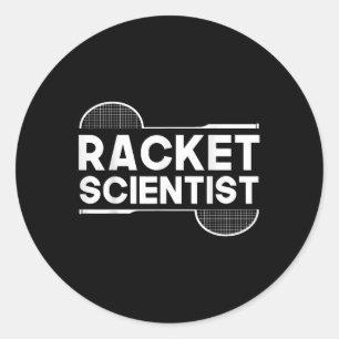 Adesivo Redondo Cientista de Raquete de Peteca de Badminton