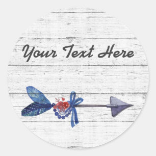 Adesivo Redondo Cigana Boêmia Seta Pena & Contas Madeira Rústica