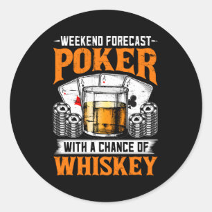 Adesivo Redondo Cigarros Whiskey E Fazendo Poker Fumante