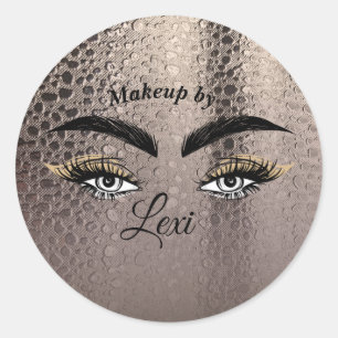 Adesivo Redondo Cílios Pestañas Olhos Bonitos Dourado Rosa Glam
