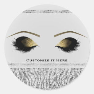Adesivo Redondo Cílios Postiços Glam Personalizados Branco Zebra D