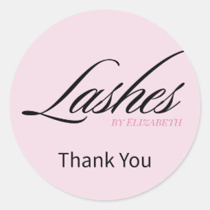 Adesivo Redondo Cílios Rotulo Blush Rosa Obrigado Negócios