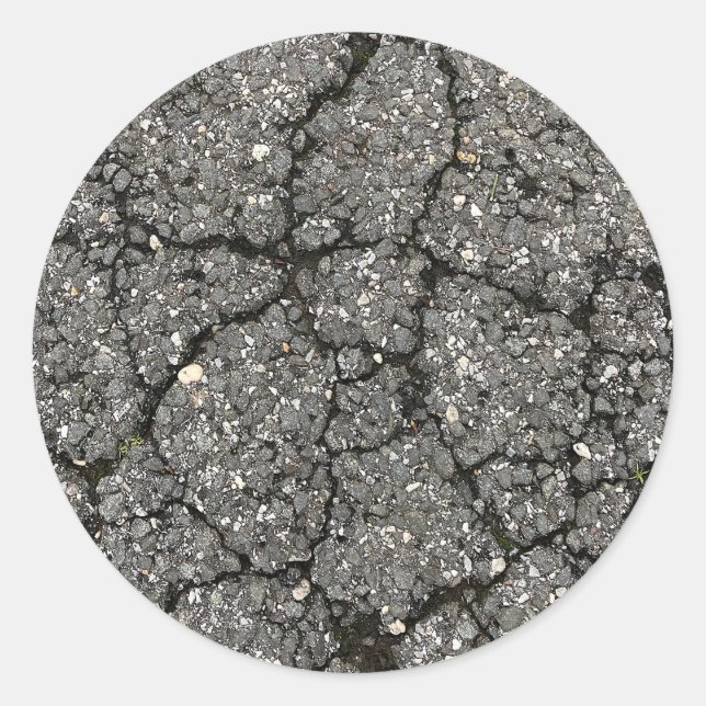 Adesivo Redondo Cimento de Pavimento na Rua Asfalto Preta (Frente)