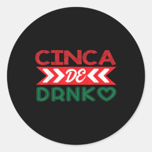 Adesivo Redondo Cinca De Drinko Mexicano Cinco De Mayo