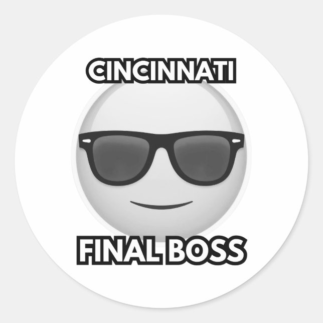 Adesivo Redondo Cincinnati Chefe Final Emoji Legal (Frente)