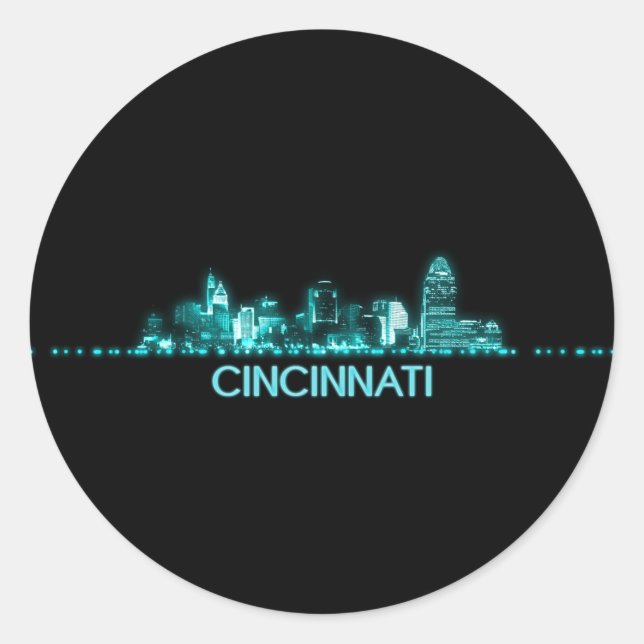 Adesivo Redondo Cincinnati Skyline (Frente)